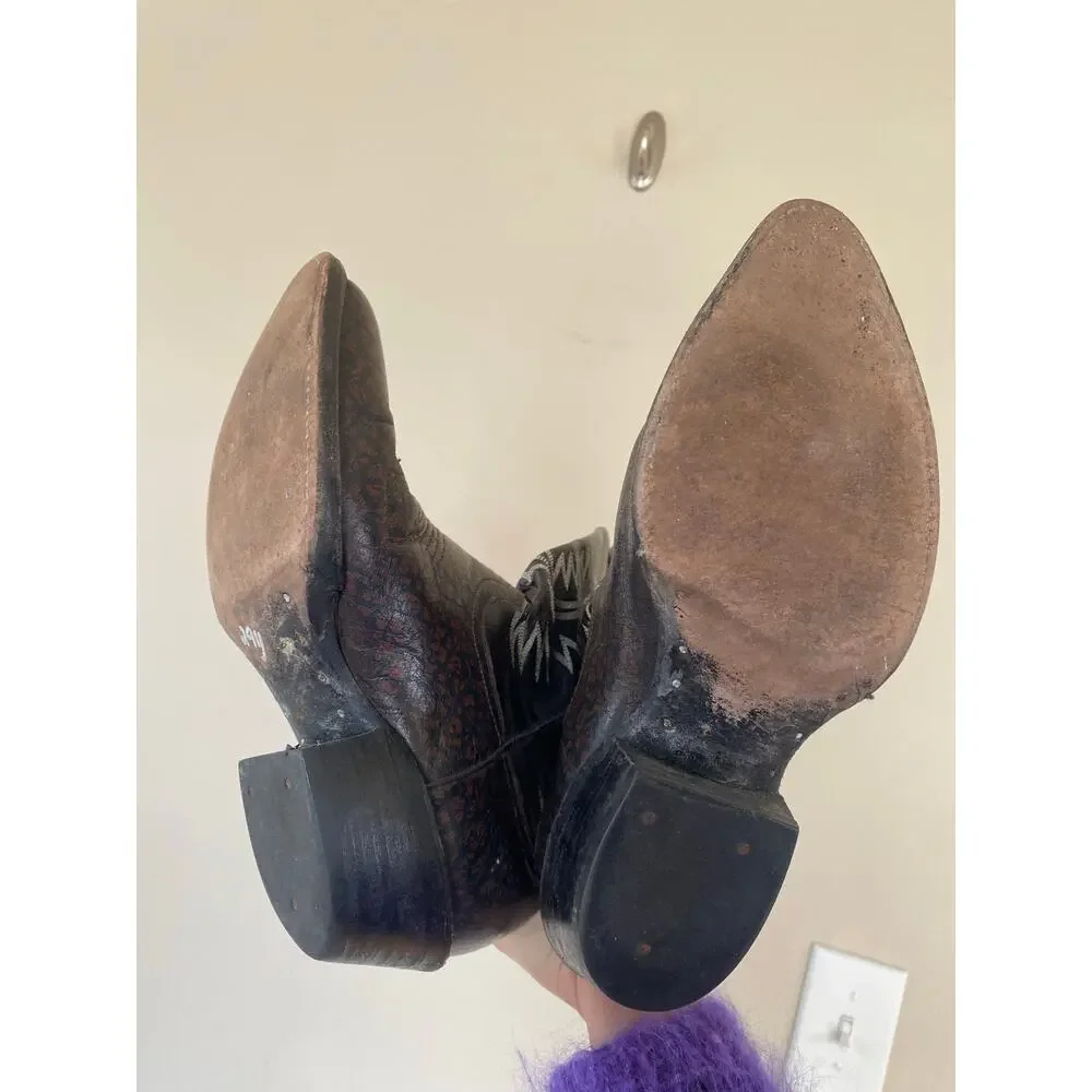 Cowtown Vintage Exotic Men's Cowboy Boots Size 8.5 D Caribou Western Brown